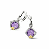 Blue Topaz Drop Earrings | Silver Trenza Argyle Dangle Earrings With Gold Bees