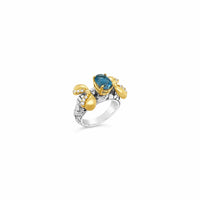bee ring with blue topaz