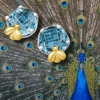 blue topaz bee earrings