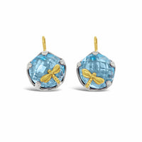 dragonfly dangle earrings with blue topaz