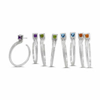 gemstone hoop earrings silver