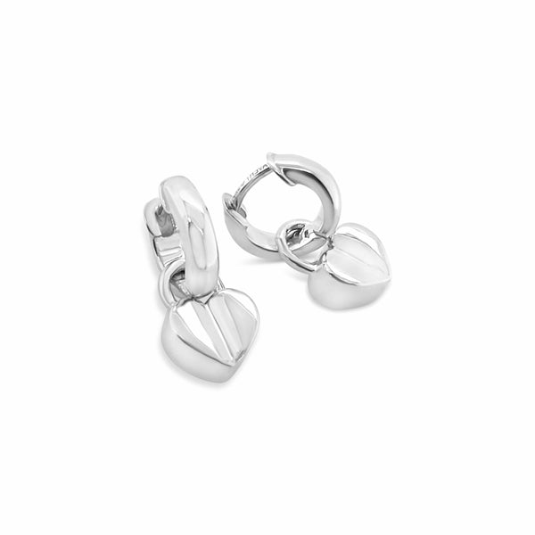 Silver Hoop Earrings With Hearts - Saint By Sarah Jane