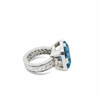 herringbone ring with stone silver