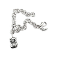 owl charm bracelet sterling silver