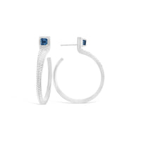 princess cut stone hoop earring silver