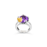 Sterling Silver Ring With Blue Topaz | Sky Blue Topaz Ring With Gold Dancing Bee