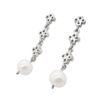 silver dangle earrings with pearls