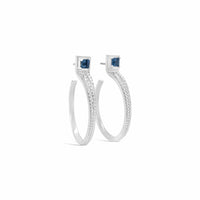 silver hoop earring with stone