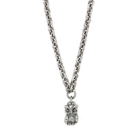 silver owl necklace on silver chain
