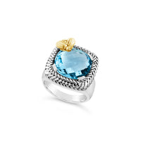 Citrine Ring | Medium Trenza Silver And Citrine Ring with Gold Bee