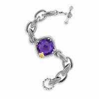 Blue Topaz Bracelet Sterling Silver | Large Trenza Argyle Bracelet With Gold Bee