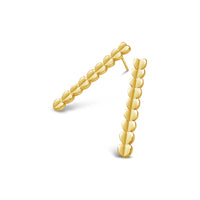 pierced 18k gold long thin linear heart drop earrings