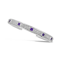 sterling silver herringbone cuff bracelet with princess cut amethyst
