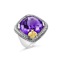 Large Citrine Ring | Trenza Sterling Silver Citrine Ring With Gold Bee