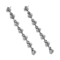 silver shoulder duster earring with bee