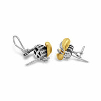 diamond honey bee earrings with gold wings