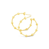 18k gold big wire hoop earring with balls