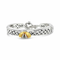 braided bangle with gold bee