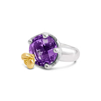 Sterling Silver Ring With Blue Topaz | Sky Blue Topaz Ring With Gold Dancing Bee