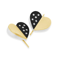 blackened silver gold and diamond dangle wire drop heart earrings