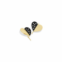 modern silver gold and diamond heart earring