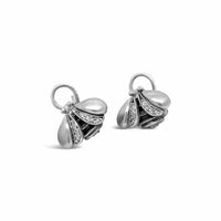 diamond bee earrings silver