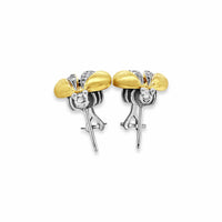 honey bee earrings with gold wings and diamond wings