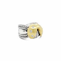 diamond ladybug ring with gold wings