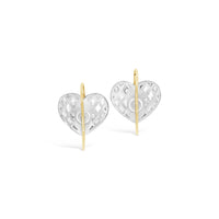 back view of sterling silver love heart wire dangle earrings