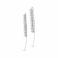 sterling silver long wire drop linear heart earring