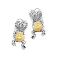 gold and silver dangle earrings