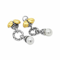 gold bee earrings with pearl drops