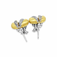 gold and diamond bee earrings