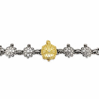 gold diamond turtle bracelet silver
