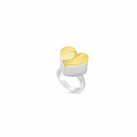 gold heart ring with silver