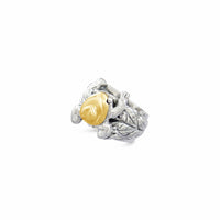 silver and gold frog ring