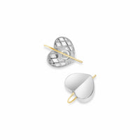 medium size silver love heart wire drop earring