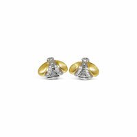bee earring with gold wings and diamond wings
