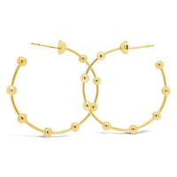 modern 18k gold ball wire hoop earring