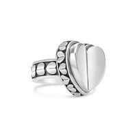 large love heart ring with heart pattern sterling silver