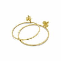 large gold hoop earrings with bees