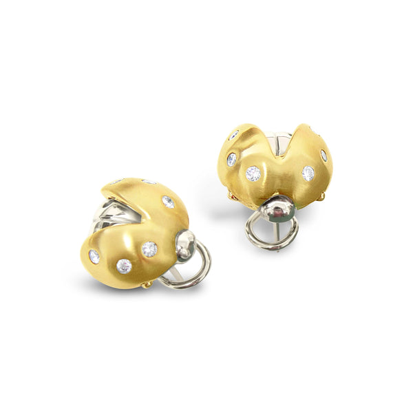 Lola Diamond Ladybug Earrings In Silver And Gold
