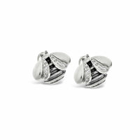 large silver bee earrings diamonds