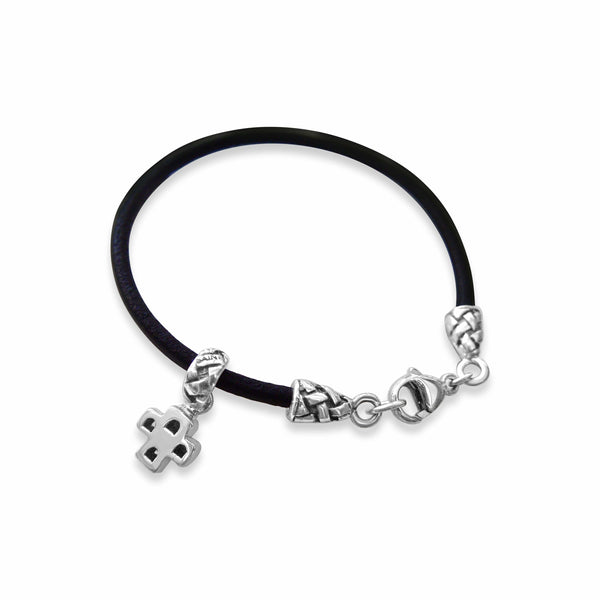 Leather Charm Bracelet With Cross Saint By Sarah Jane