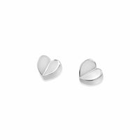 sterling silver small petite love heart stud earrings