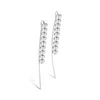 sterling silver long threader linear heart wire drop earring