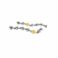 long bee earrings with gold bees