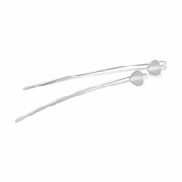 long wire drop heart earrings silver