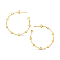 large thin 18k gold ball wire hoop earring