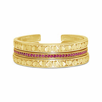 18k gold and ruby stackable love heart cuff bracelets